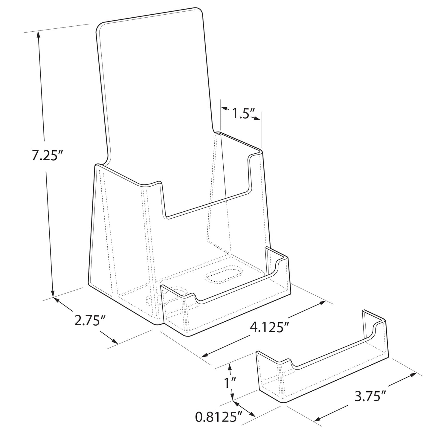 Azar Displays, 252922, Counter Brochure Holder for Trifold Flyers, Business Card or Gift Card