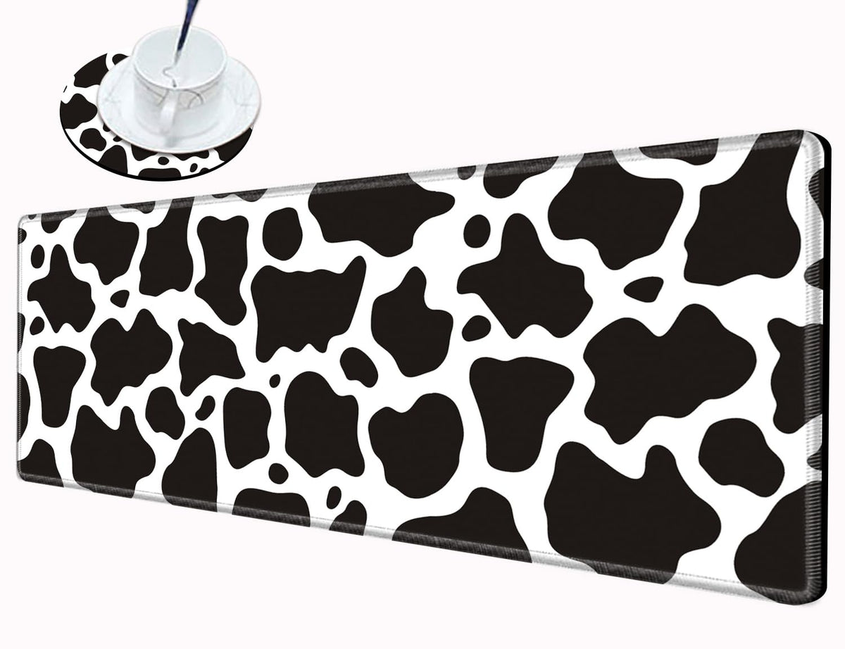 36x12 Mouse Pad Gaming Desk Mat Large Mousepad Cow Print Desk Pad Long Extended Protector Mat Full