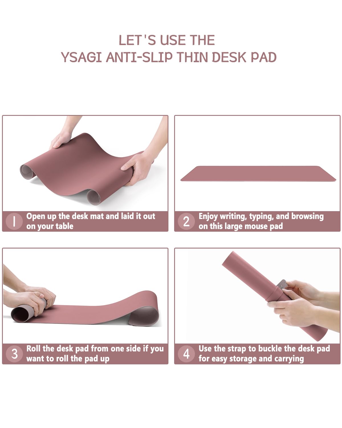 YSAGi Non-Slip Leather Desk Pad L Size, Waterproof Laptop Computer Desk Keyboard Mat, Table