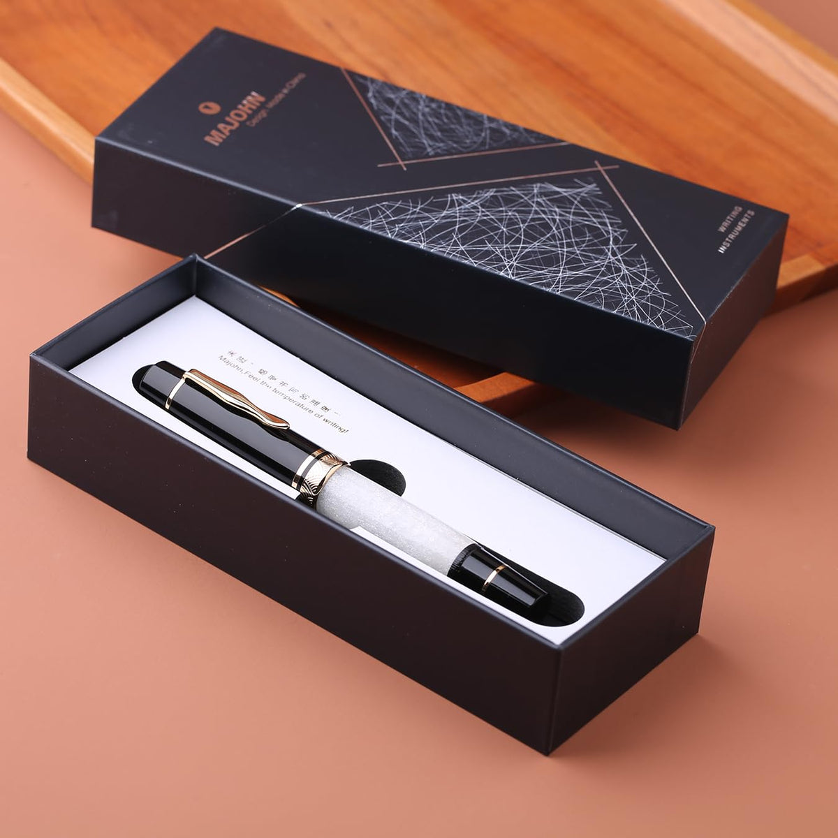 erofa Majohn P139#8 Medium Nib Fountain Pen with Box, Brass Piston System Large Capacity Writing Pen