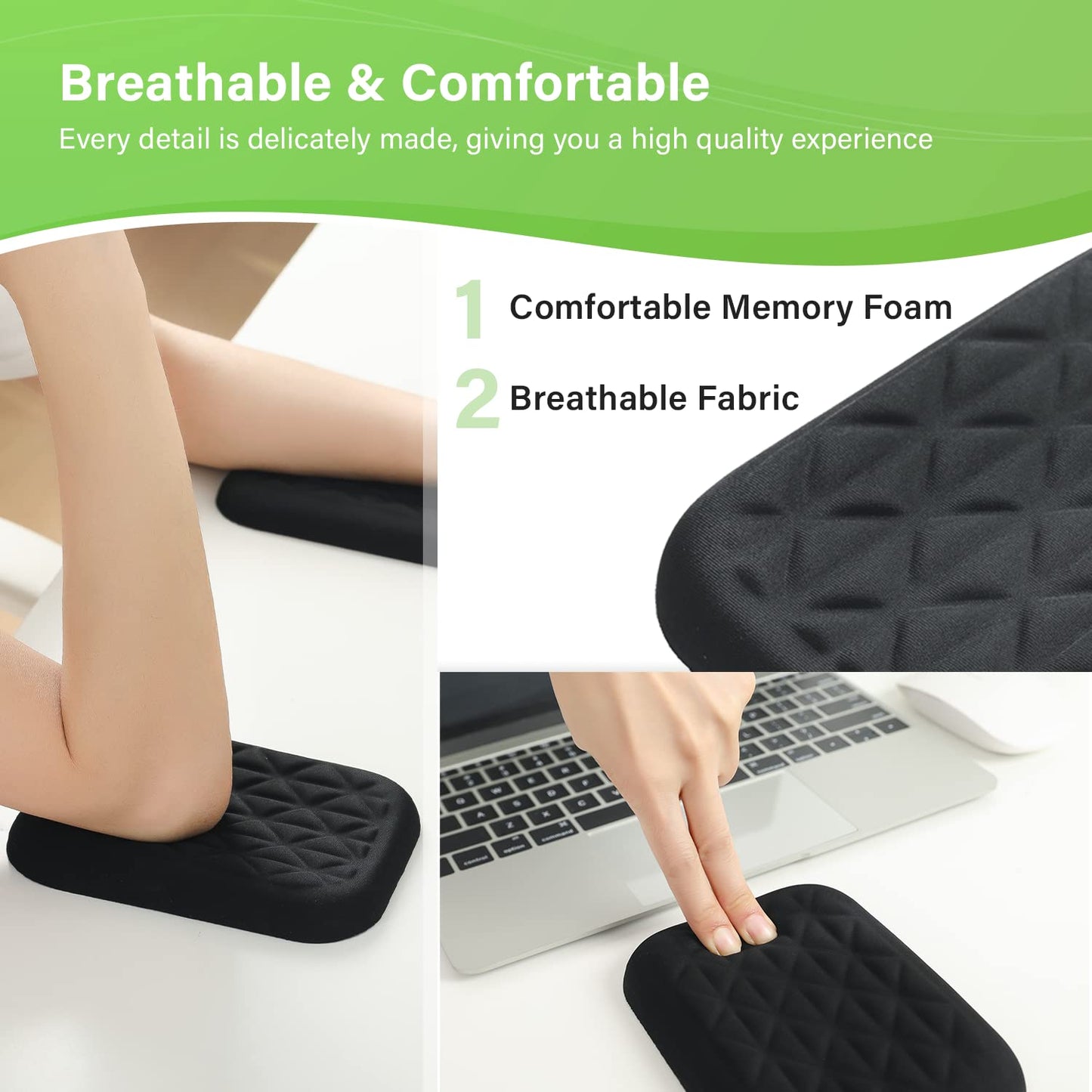 LargeLeaf Ergonomic Wrist & Elbow Rest Pad for Desk with Memory Foam & Non-Slip Base, Relieve Elbow