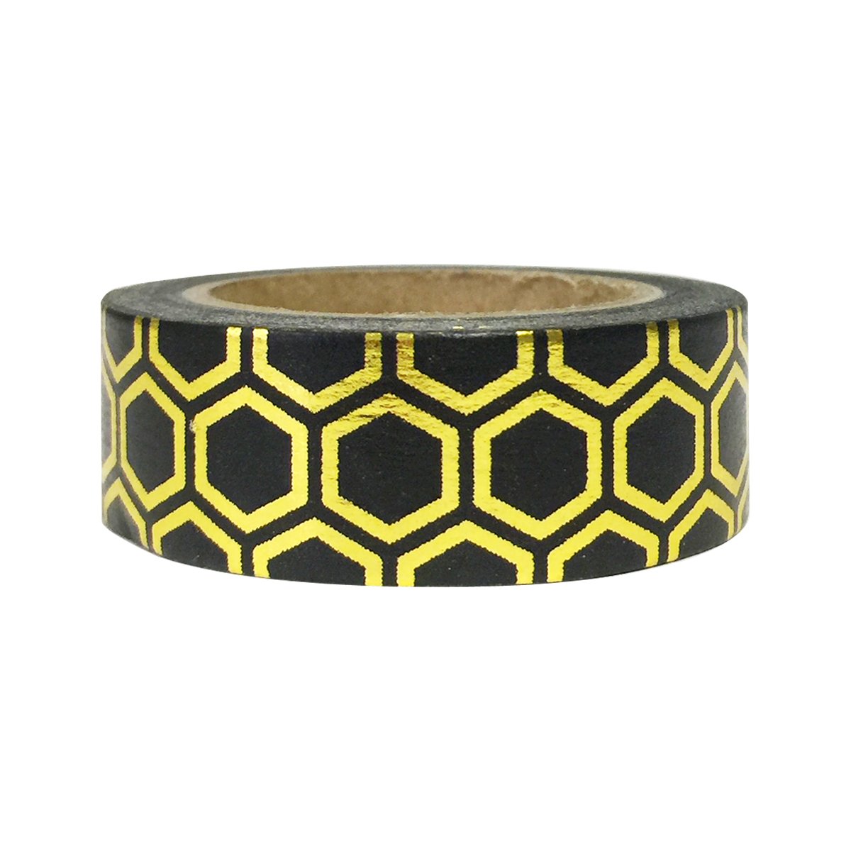Wrapables Colorful Washi Masking Tape, Metallic Octagons Black and Gold