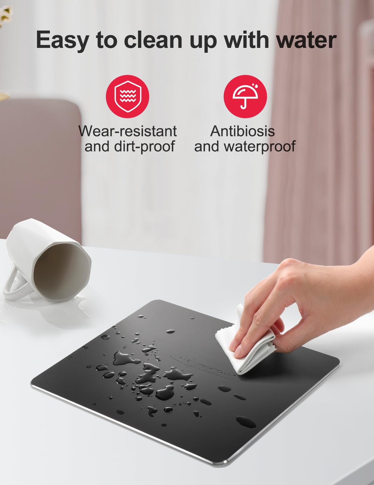 Vaydeer Hard Metal Aluminum Mouse Pad Clear Modern Smooth Magic Ultra Thin Double Side Design Mouse