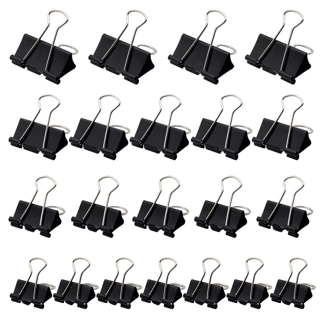 Zoohot Binder Clips Paper Clamps Assorted Sizes 48 Count, 41mm, 32mm, 25mm, 19mm (Black)