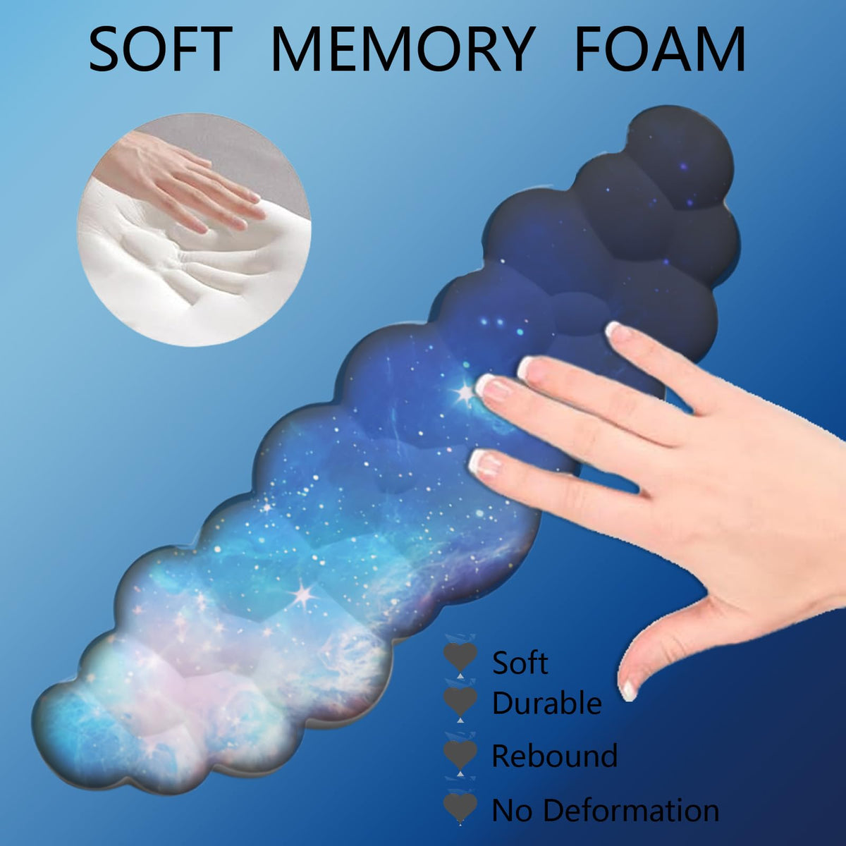 Cloud Wrist Rest Keyboard Galaxy Mouse Pad Set Gradient Blue Large Desk Mat Ergonomic Space Wrist