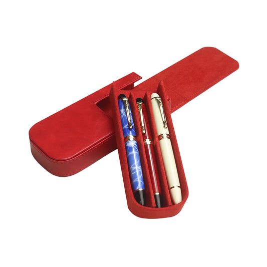MIVLXLX PU Leather Fountain Pen Case, Pen Storage Tray Organizer(red)
