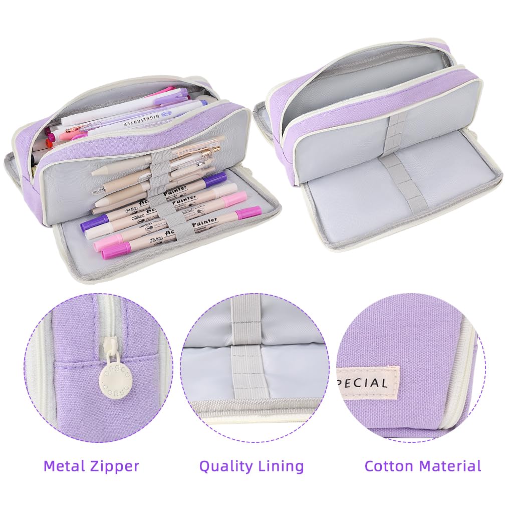 iSuperb 3 Compartments Pencil Case Big Capacity Pencil Pouch Oxford Pen Bag Holder Stationery