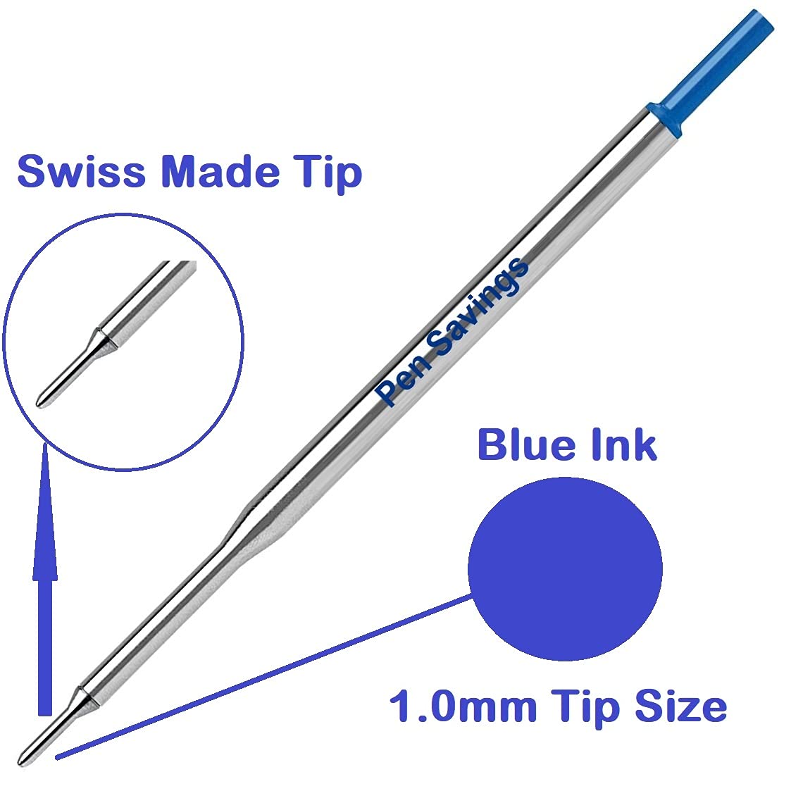 5 Pen Savings Ballpoint Pen Refills Compatible with Papermate Lubriglide, Aspire, PhD Pens, Medium