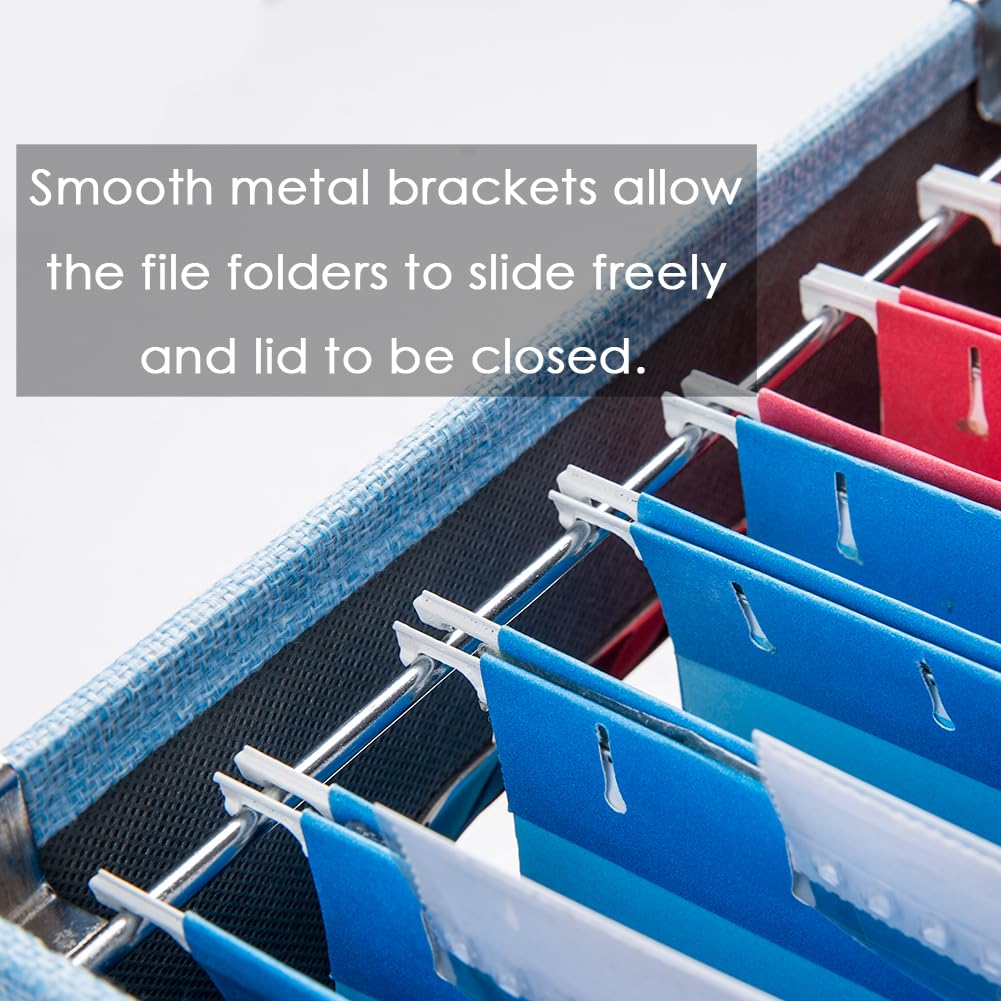 PRANDOM File Organizer Box - Set of 4 Collapsible Decorative Linen Filing Storage Hanging File