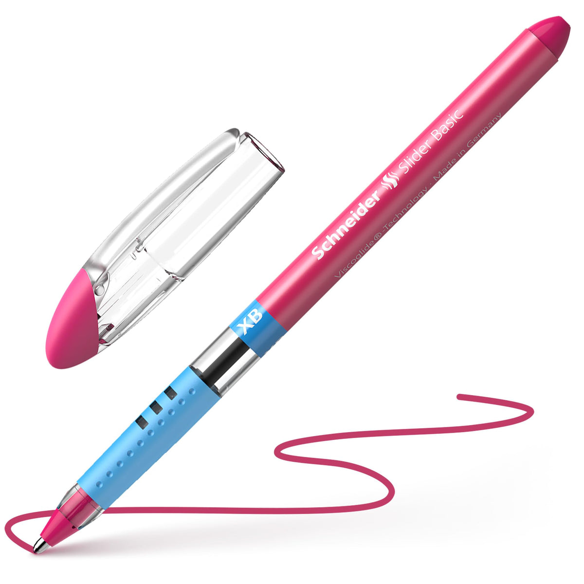 Schneider Slider Basic XB Ballpoint Pen, Pink, Box of 10 Pens (151209)