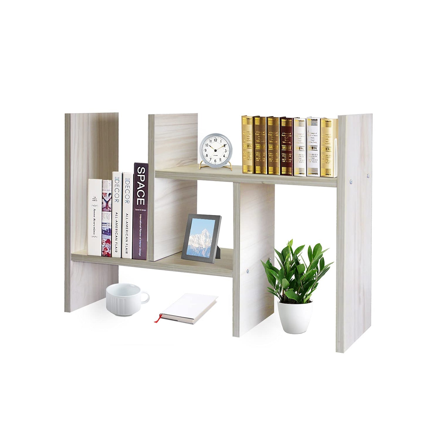 J.M.Deco Desktop Organizers and Storage for Office, Adjustable Desk Organizer Shelf Double H