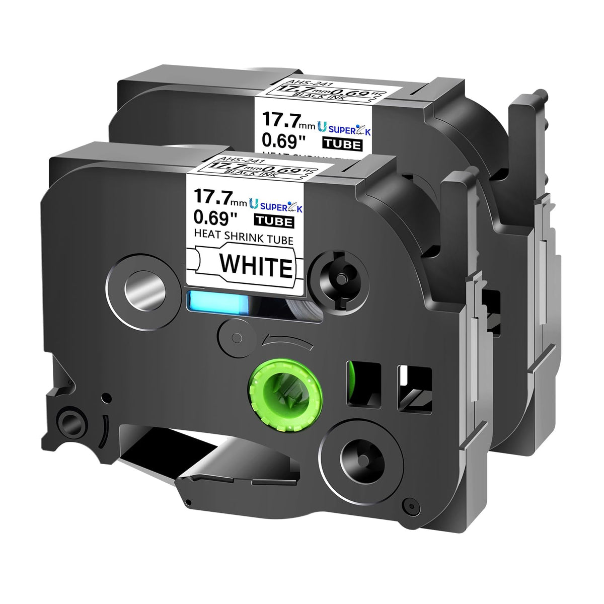 USUPERINK 2 Pack Compatible for Brother HSe-241 HSe241 HS-241 HS241 17.7mm Black on White Heat