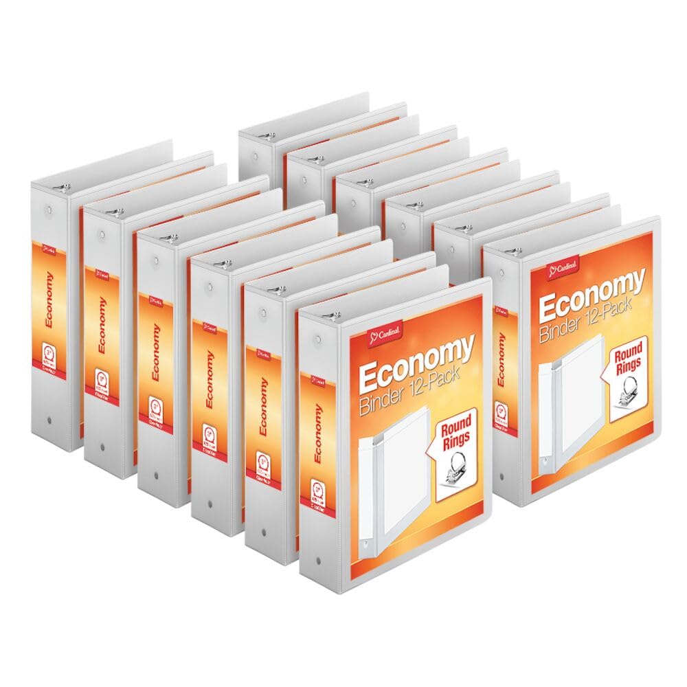 Cardinal Economy 3-Ring Binders, 3", Round Rings, Holds 625 Sheets, ClearVue Presentation View