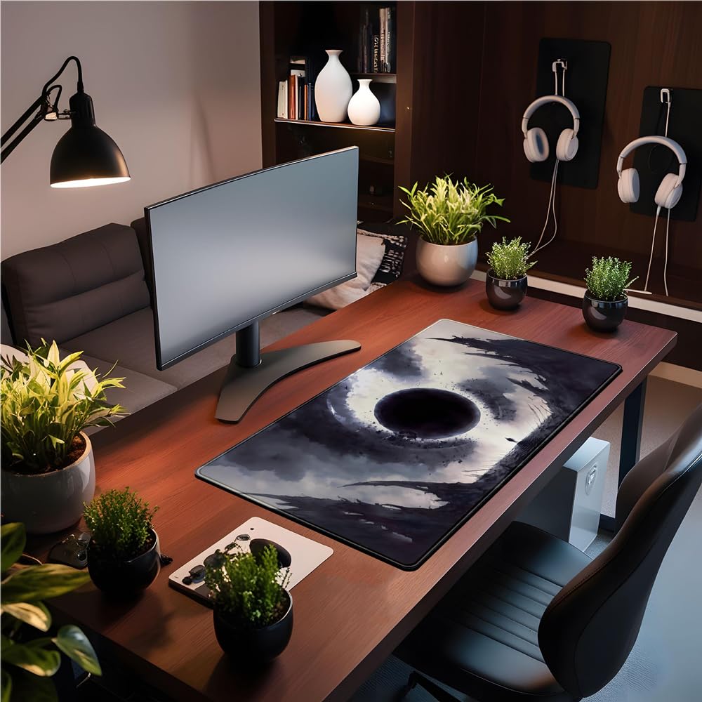 Black Moon Mousepad Gaming MTG Playmat Desk Mat Original Aesthetics Mouse Pad Large Gaming Mouse