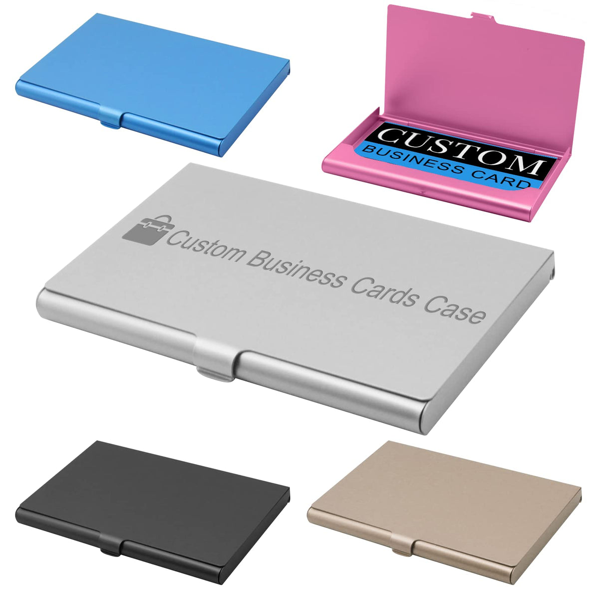 Fadace Custom Business Cards Holder Customized, Business Card Case Personalized Engraved Printing