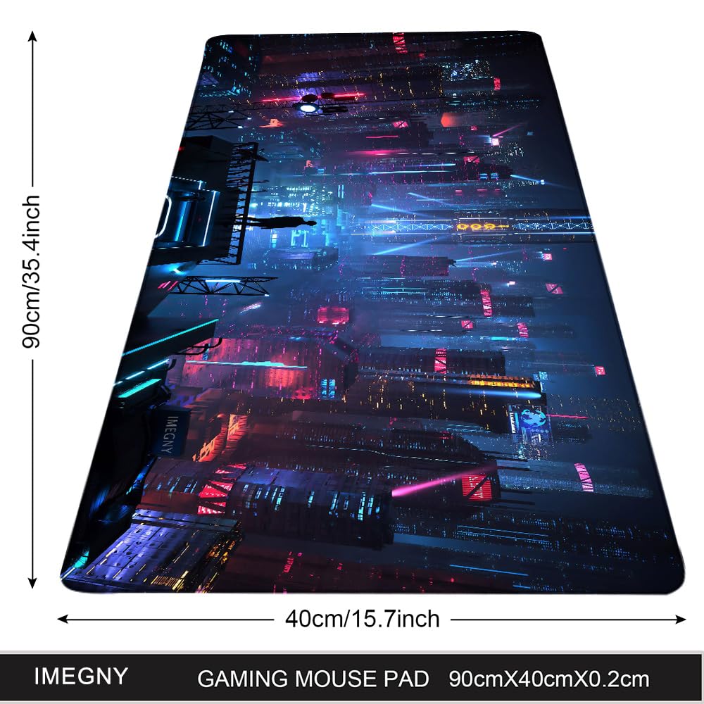 Imegny Extended Gaming Mouse Pad, Portable Mat for Keyboard & Mouse with Stitched Edges + Non-Slip