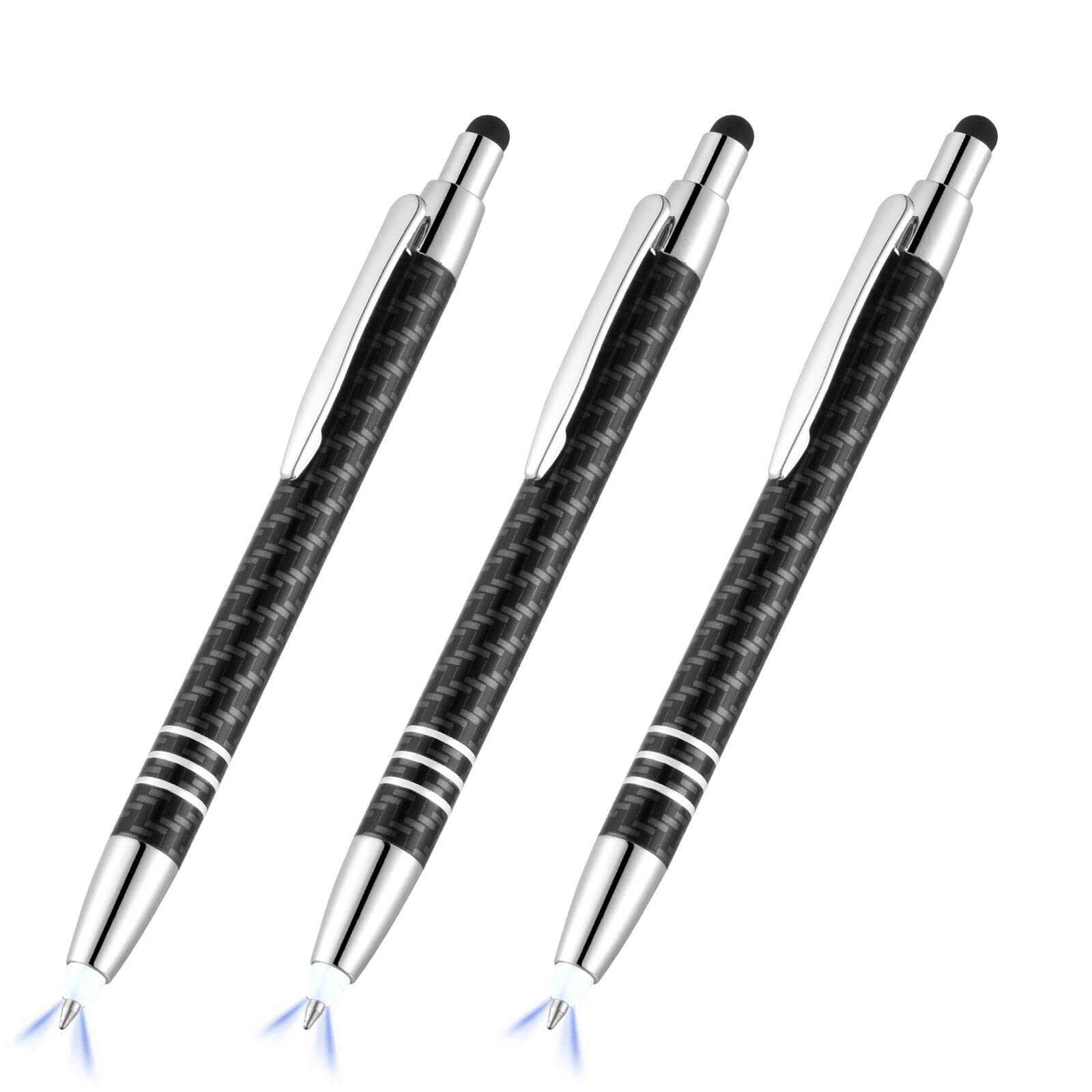 Glovion Lighted Tip Pen with Stylus 3-in-1 LED Penlight Light Up Pen Light Ballpoint Pen with Light
