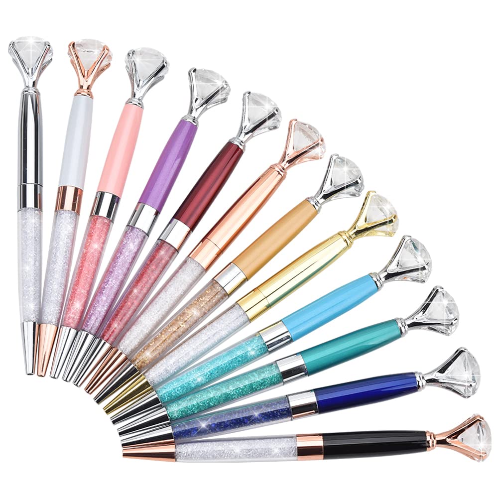 12Pcs Metal Diamond Pens Bling Crystal Ballpoint Pen Bulk with Black Ink Rhinestone Pen Aesthetic