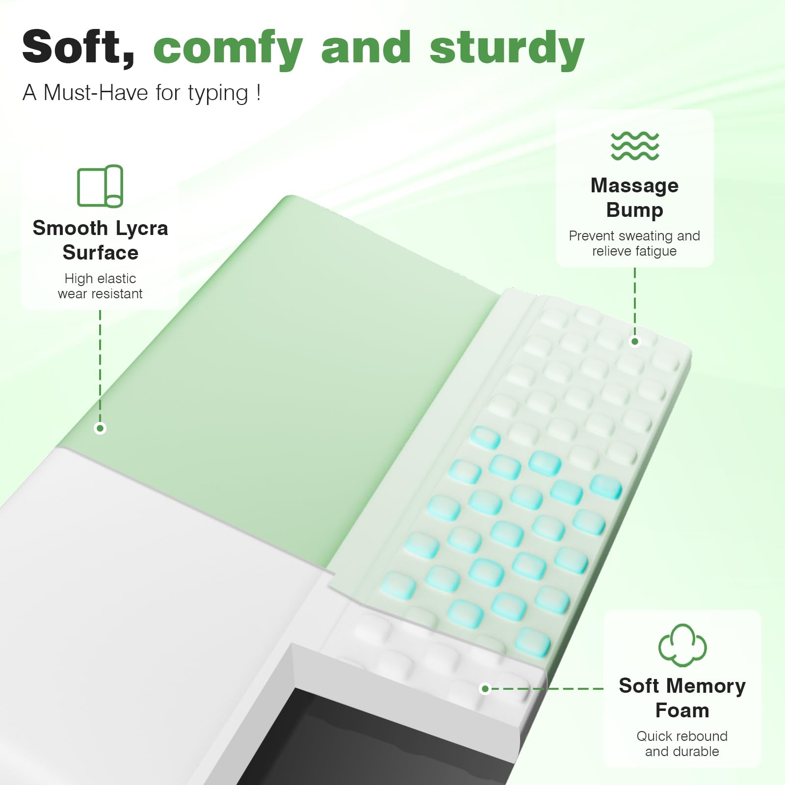 Ospelelf Keyboard Wrist Rest, Ergonomic Memory Foam Wrist Support for Typing & Gaming, Tilted