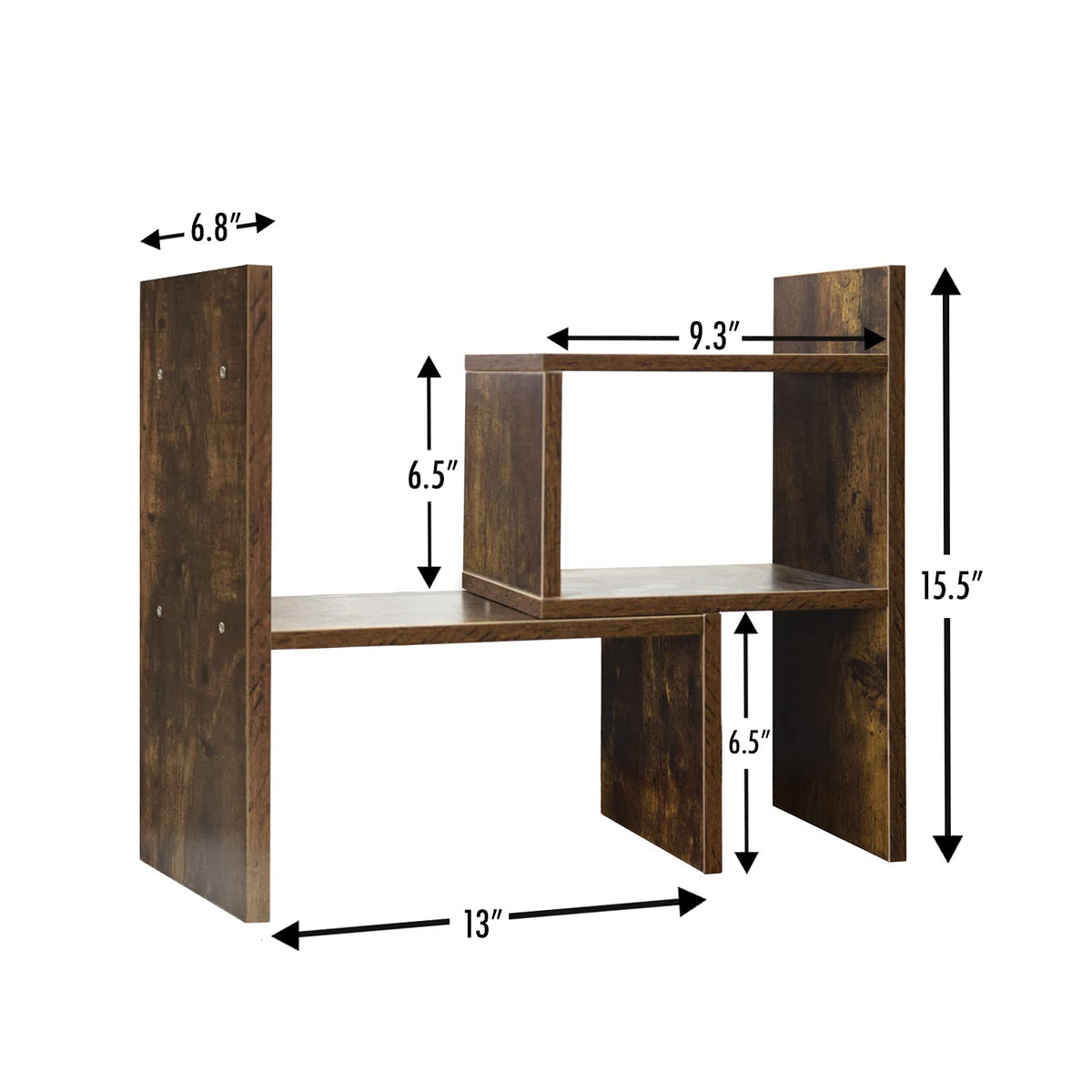 BROWN-BROWN Desktop Shelves & Office Shelves Desk Shelf Organizer Wooden Desk Shelf