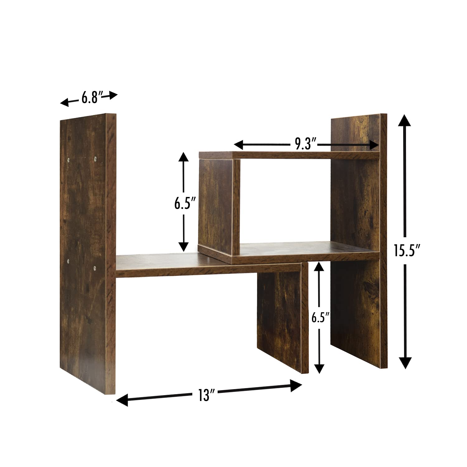 BROWN-BROWN Desktop Shelves & Office Shelves Desk Shelf Organizer Wooden Desk Shelf