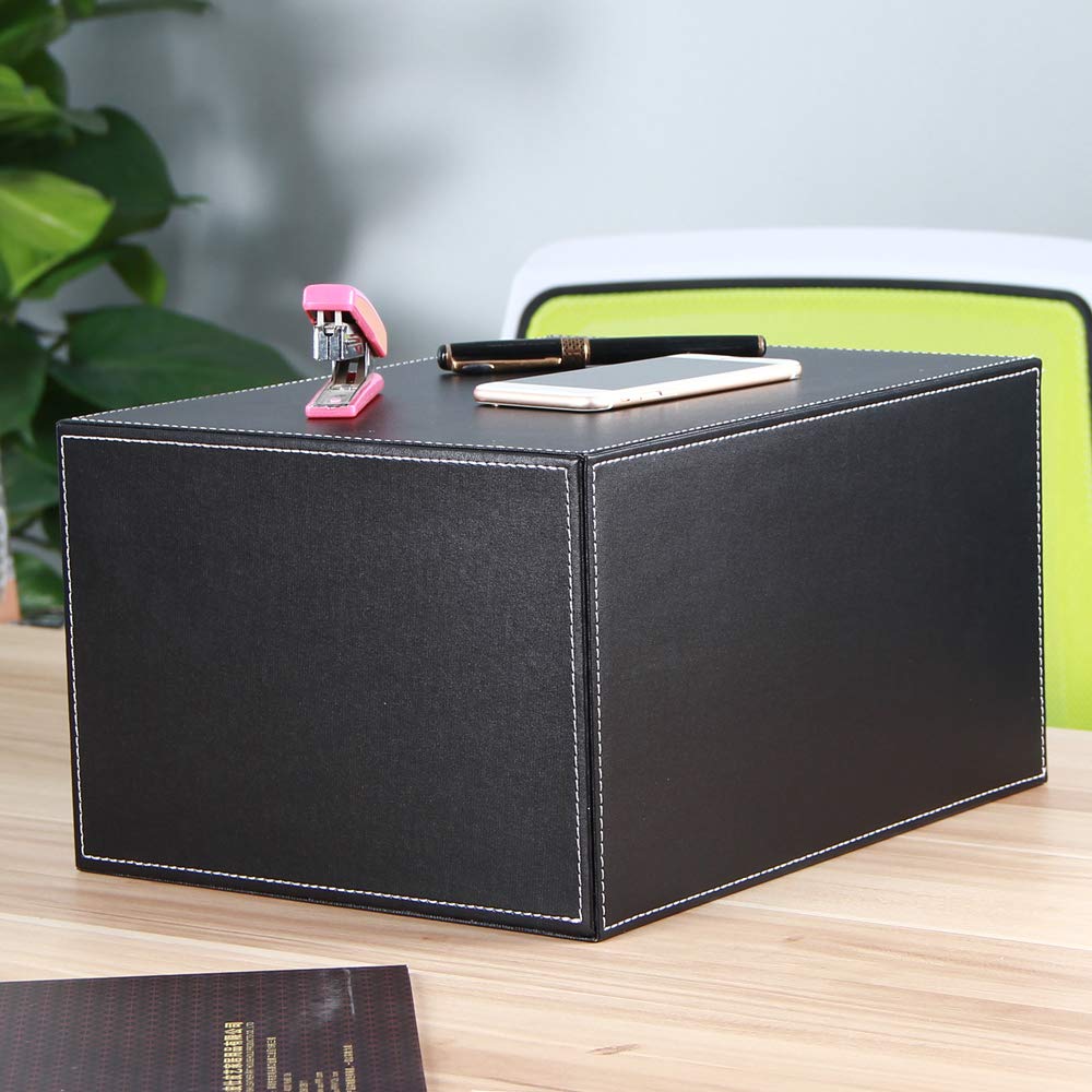 RHCSZ High-end PU Leather Desk Organizer File Cabinet Executive Office Supplies Desktop Filing A4