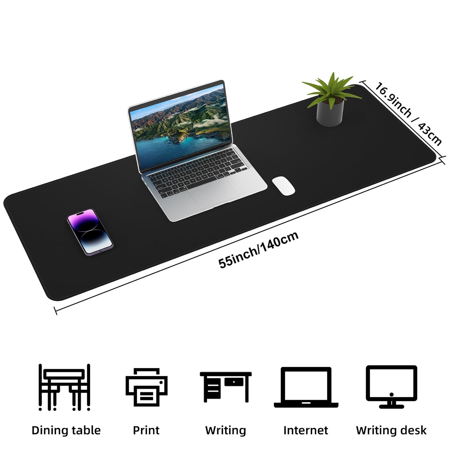 AFIING Cork Desk Mat 55" x 17", Dual-Sided Natural Cork & PU Leather Desk Pad, Non-Slip Waterproof