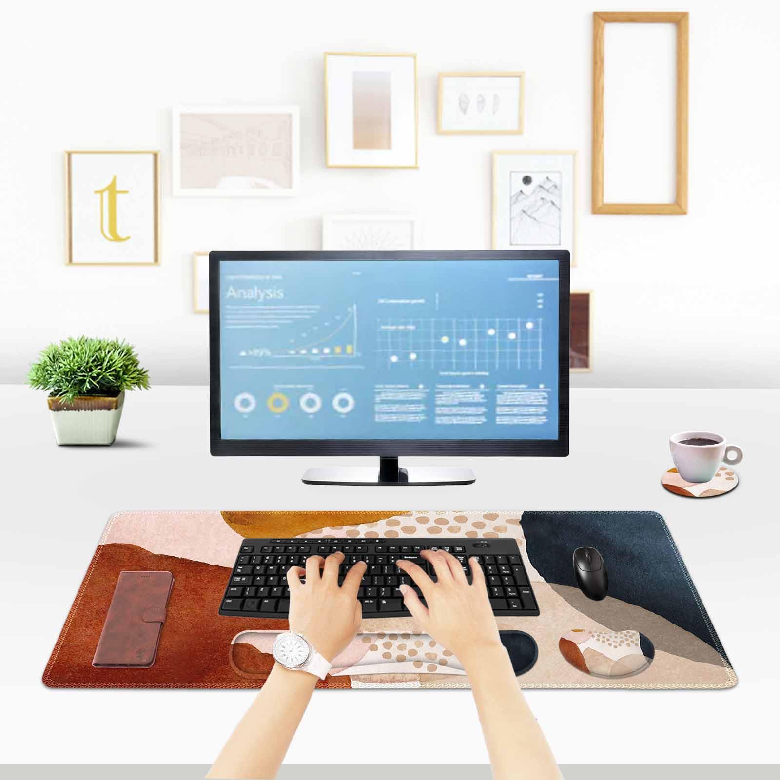 ToLuLu Extended Gaming Mouse Pad, Memory Foam Ergonomic Keyboard Mouse Wrist Rest Support Set