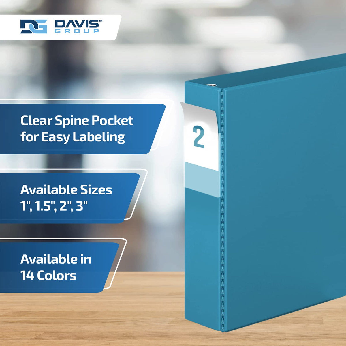 Premium Economy 3-Ring Binder, Spine Label, 2" D Rings, Turquoise, 6 Pack