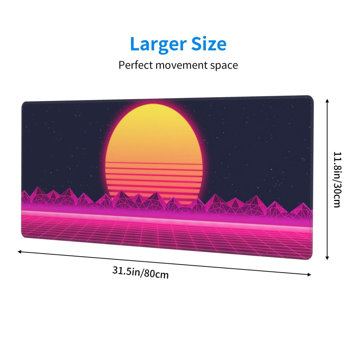 Retro Purple Cool Vaporwave Gaming Mouse Pad Large XL Desk Mat Long Extended Pads Big Mousepad for