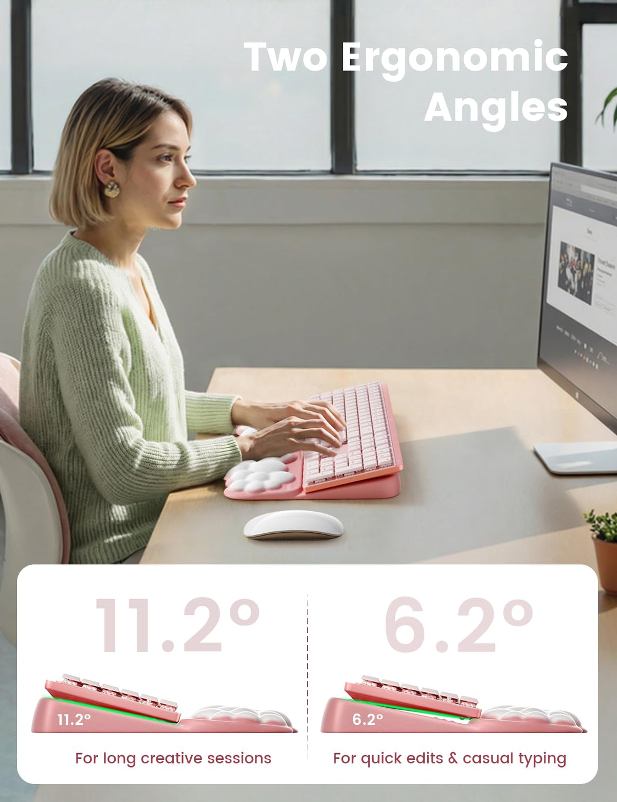 Vaydeer Keyboard Stand Wrist Rest, Cloud Ergonomic Wrist Support Pad Soft Memory Foam, Computer