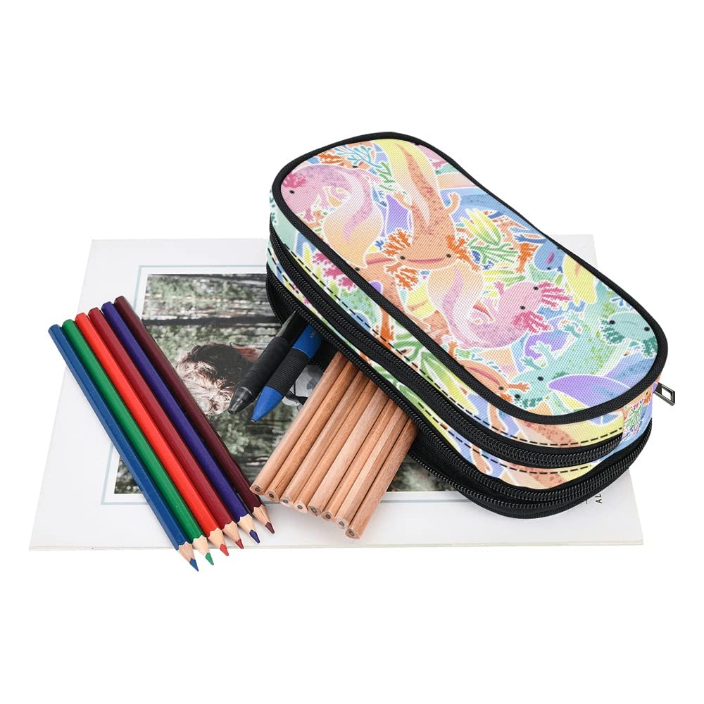 Adorable Axolotls Mexican Pencil Case for Kids Teen Girls Boys 10 In Pouch