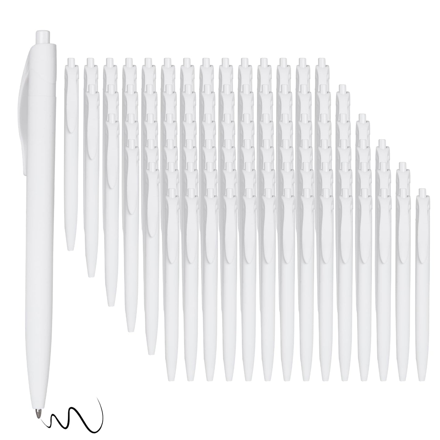 Wiaziert BallPoint Pens, 100 Pack (BLACK Ink),Bulk Pens, White Barrel,Click Pens for Office Home