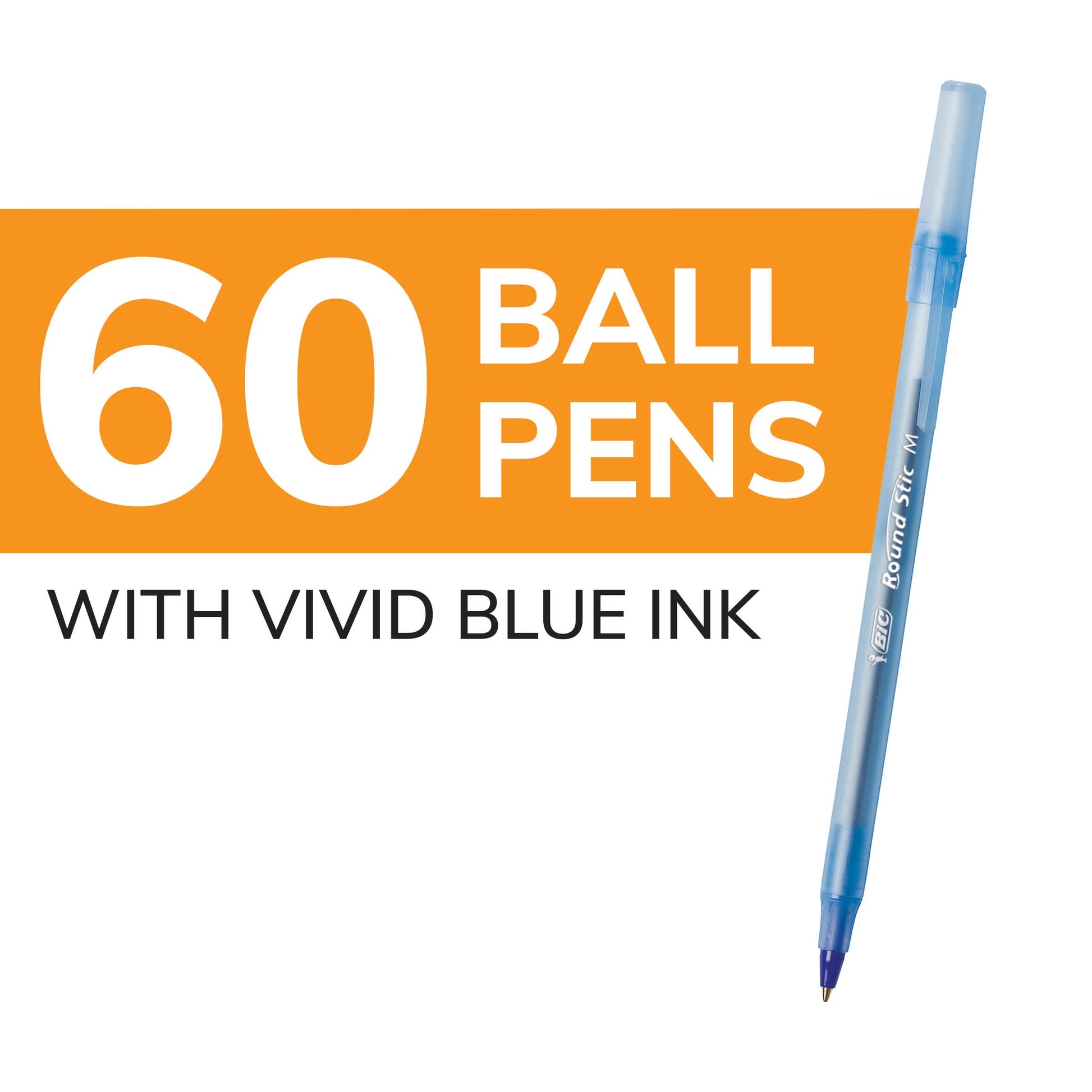 BIC Round Stic Xtra Life Ballpoint Pen, Medium Point (1.0mm), Blue, Flexible Round Barrel For
