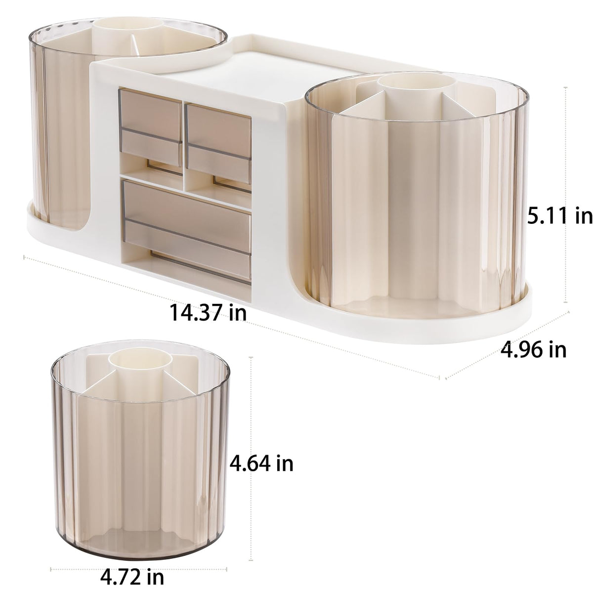 KLIONGO Rotating Desk Organizer with 2 Pen Holder, Desk Organizers and Accessories with 10 Slots