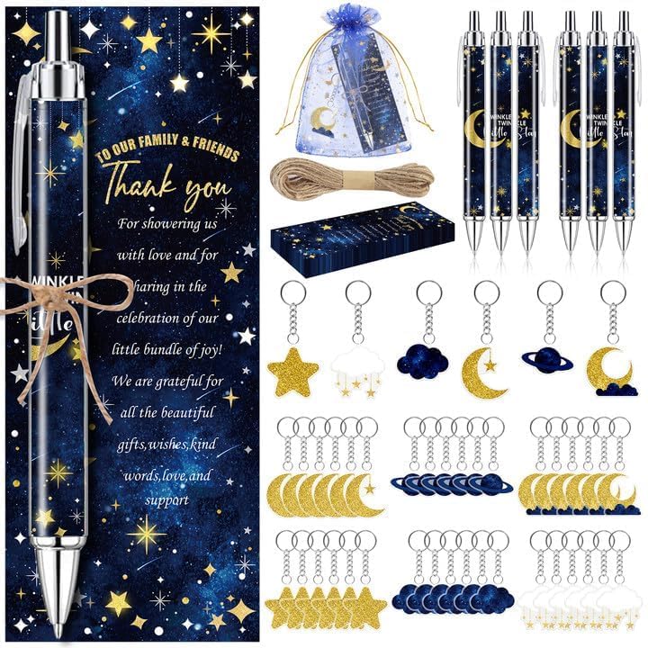 EYNDYN 145 Pieces Twinkle Little Star Baby Shower Favors for Guest Moon and Star Ballpoint Pens and