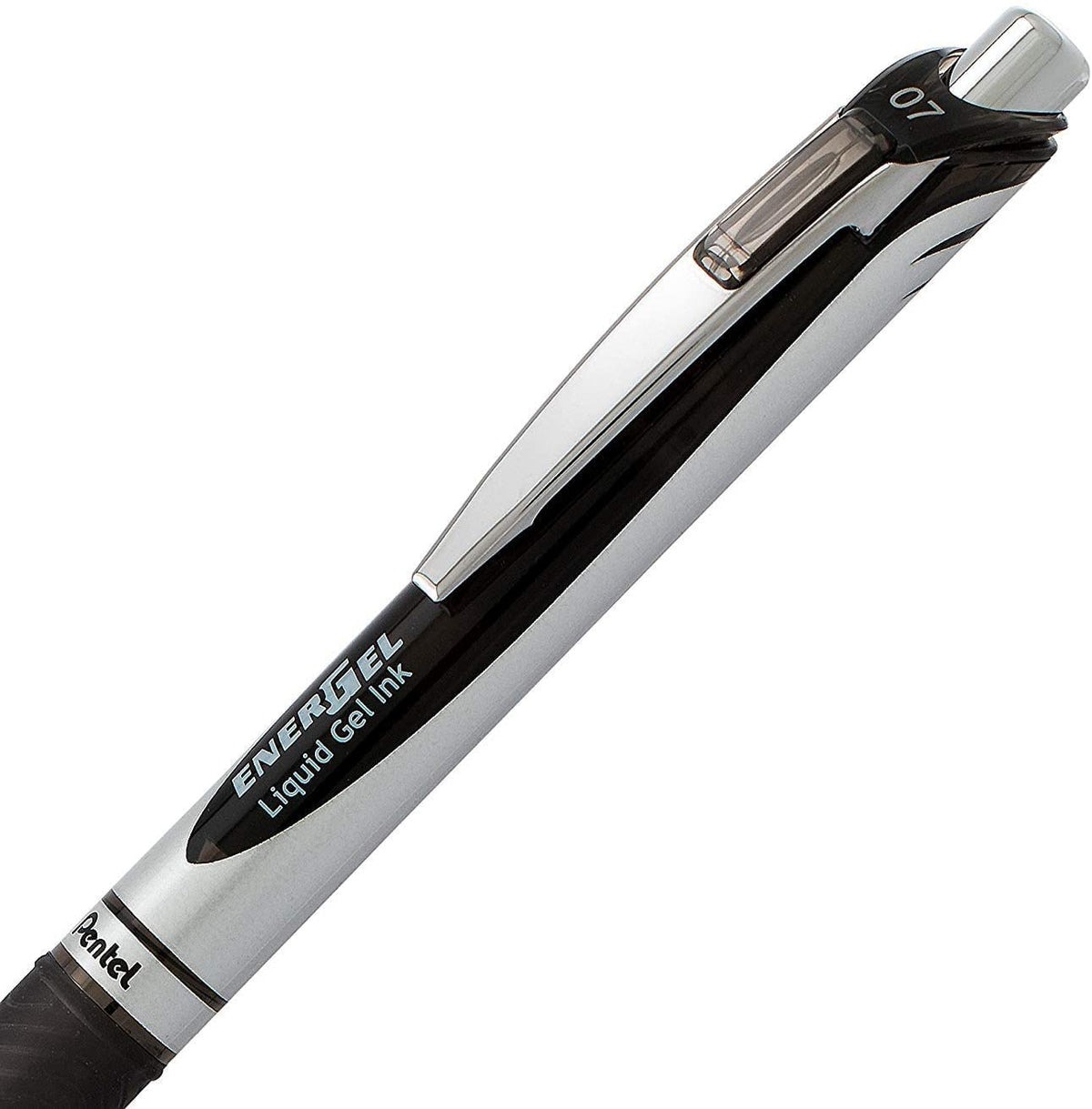 Pentel Energel 0.7 mm Deluxe RTX Liquid Gel Ink Pens, Metal Tip, Pack of 5 Black Pens with 3 Refills