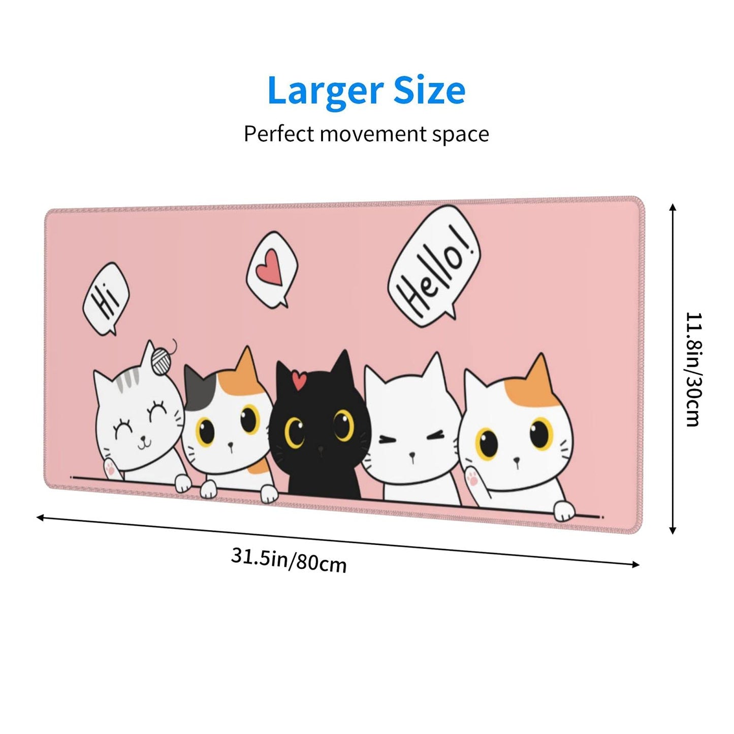Pink Cute Kittens Cat Gaming Mouse Pad Large XL Girls Kawaii Desk Mat Long Extended Pads Big