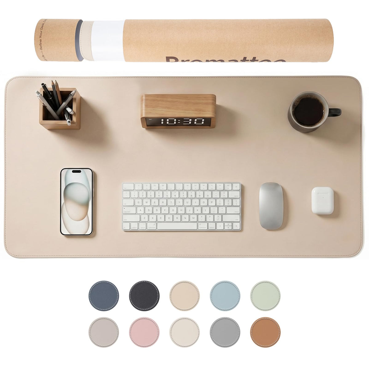 PROMATTOO Large Desk Pad Non-Slip Desk Mat Protector for Keyboard Mouse Waterproof Vegan Leather
