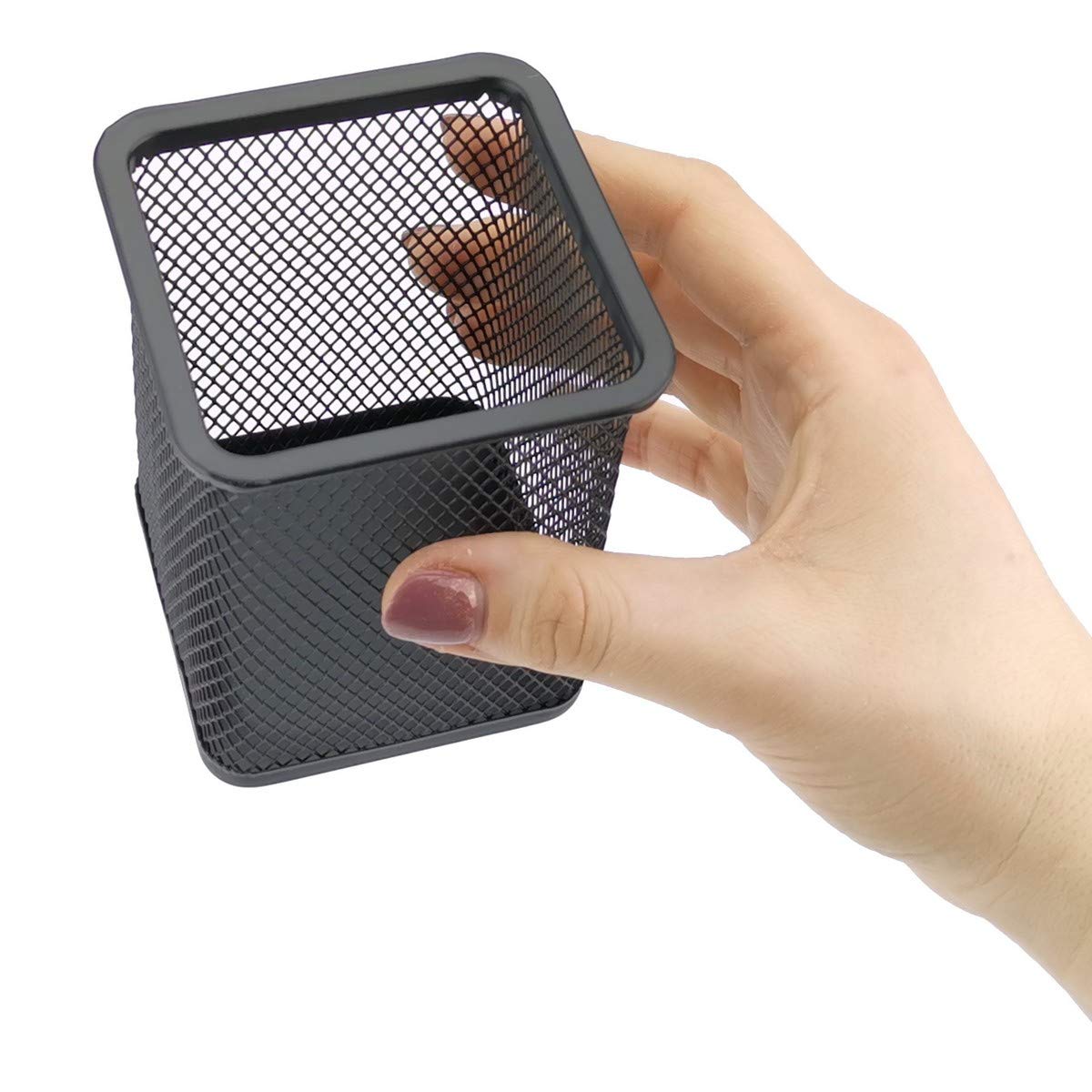 D.RECT Metal Square Pen Holder | Pen Holder Cube Made of Wire Metal | Mesh Multifunctional Cup for