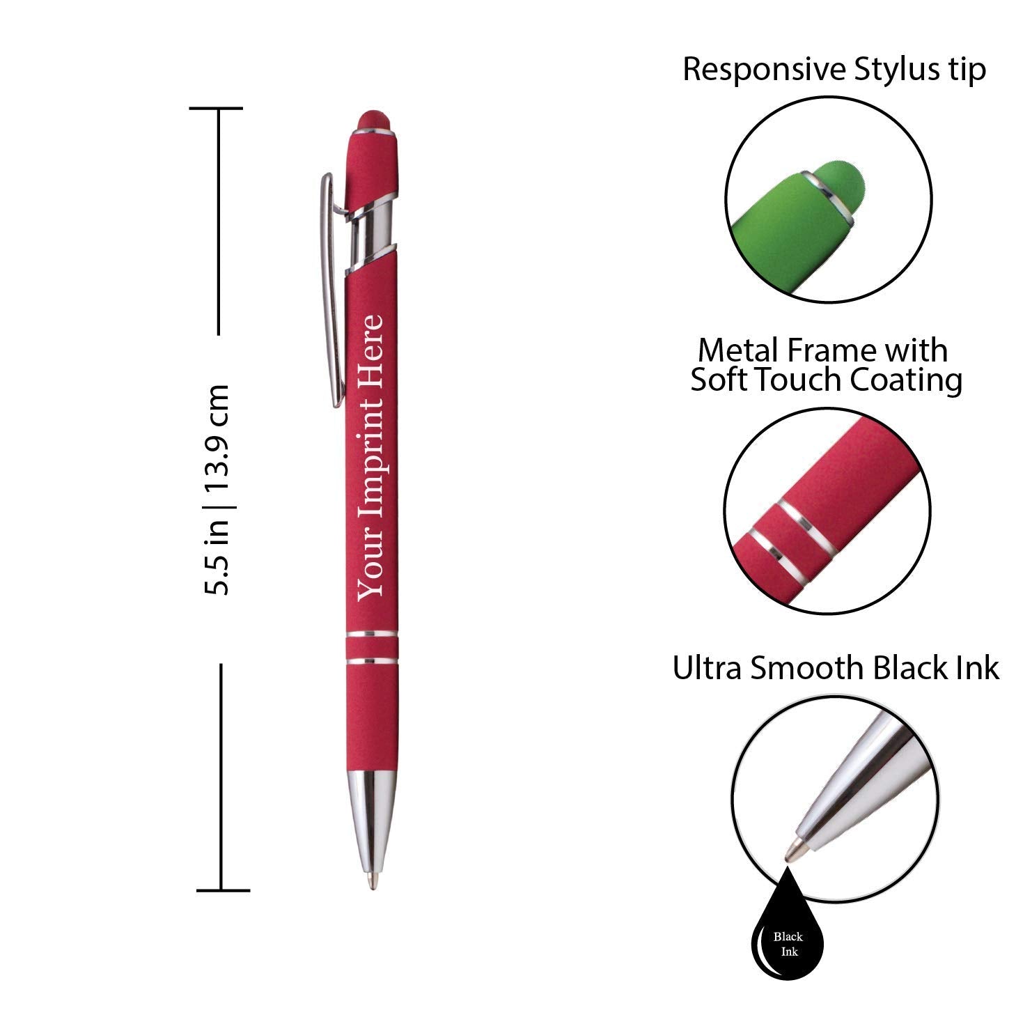 ExpressDesigns™ - Premium Custom Pens with Stylus | Burst of Color | Personalized Soft-Touch Metal