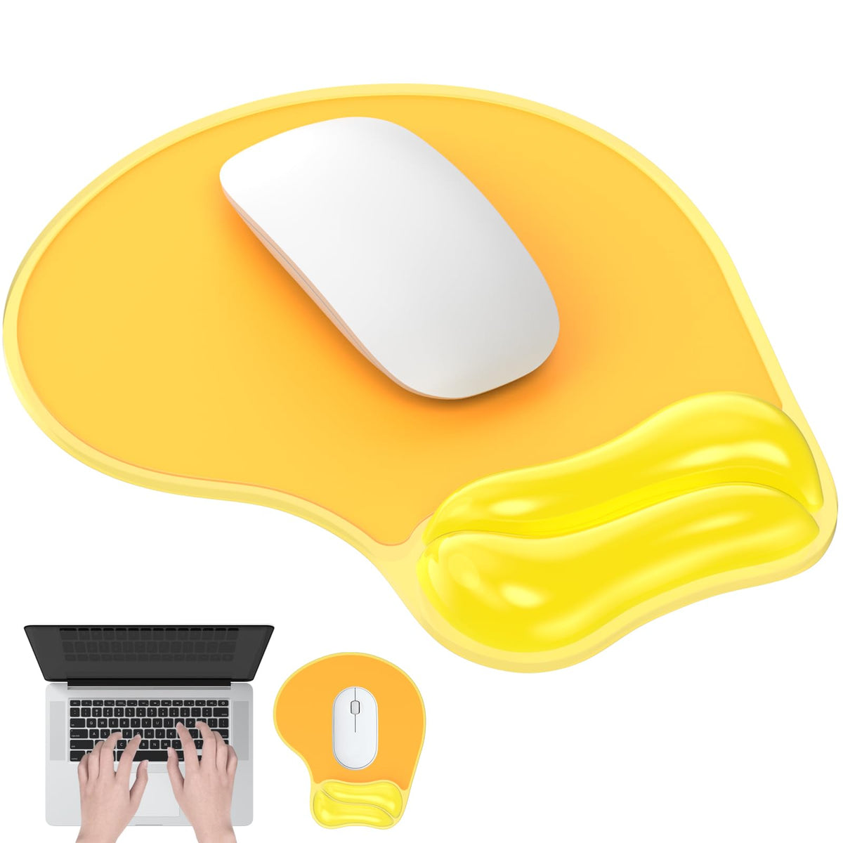 Laokiiy Gel Mouse Pad with Wrist Rest, Ergonomic for Laptop, Non-Slip Base
