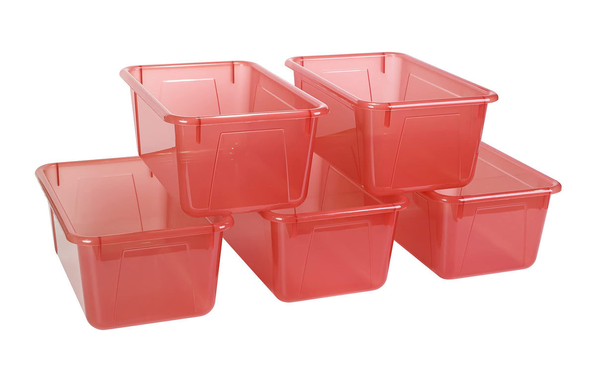 Storex Small Cubby Bins – Plastic Storage Containers for Classroom, 12.2 x 7.8 x 5.1 inches, Candy