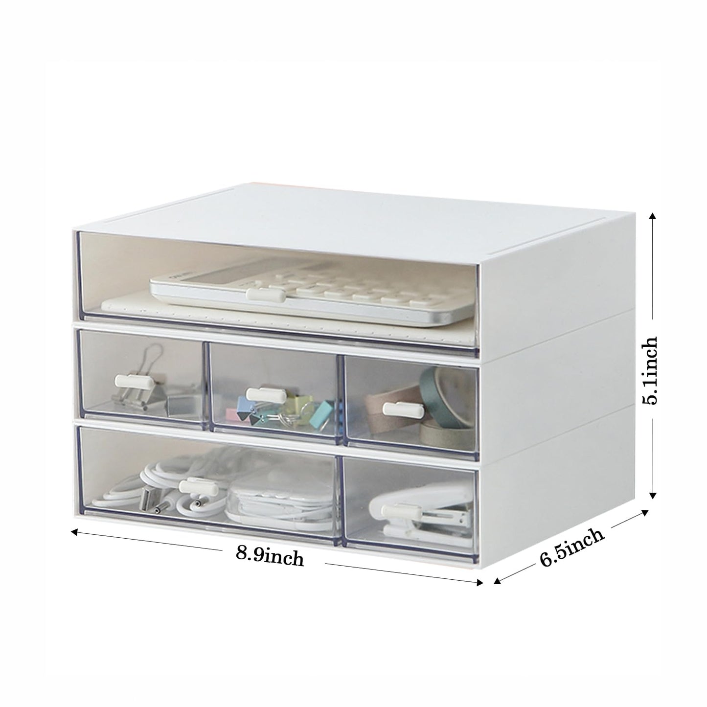 MILULUGO Desk Organizer with 6 Drawers, Makeup Organizer, Plastic Cosmetic Organizer, Bathroom