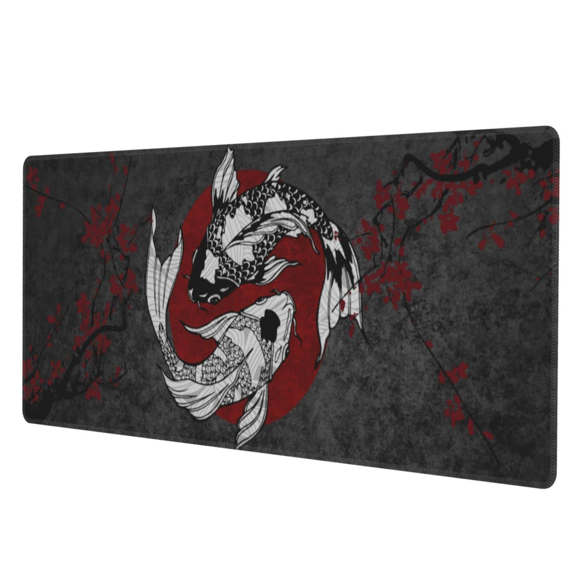 Japanese Koi Fish Ying Yang Black Red XXL XL Large Gaming Mouse Pad for Desk, Non-Slip Long