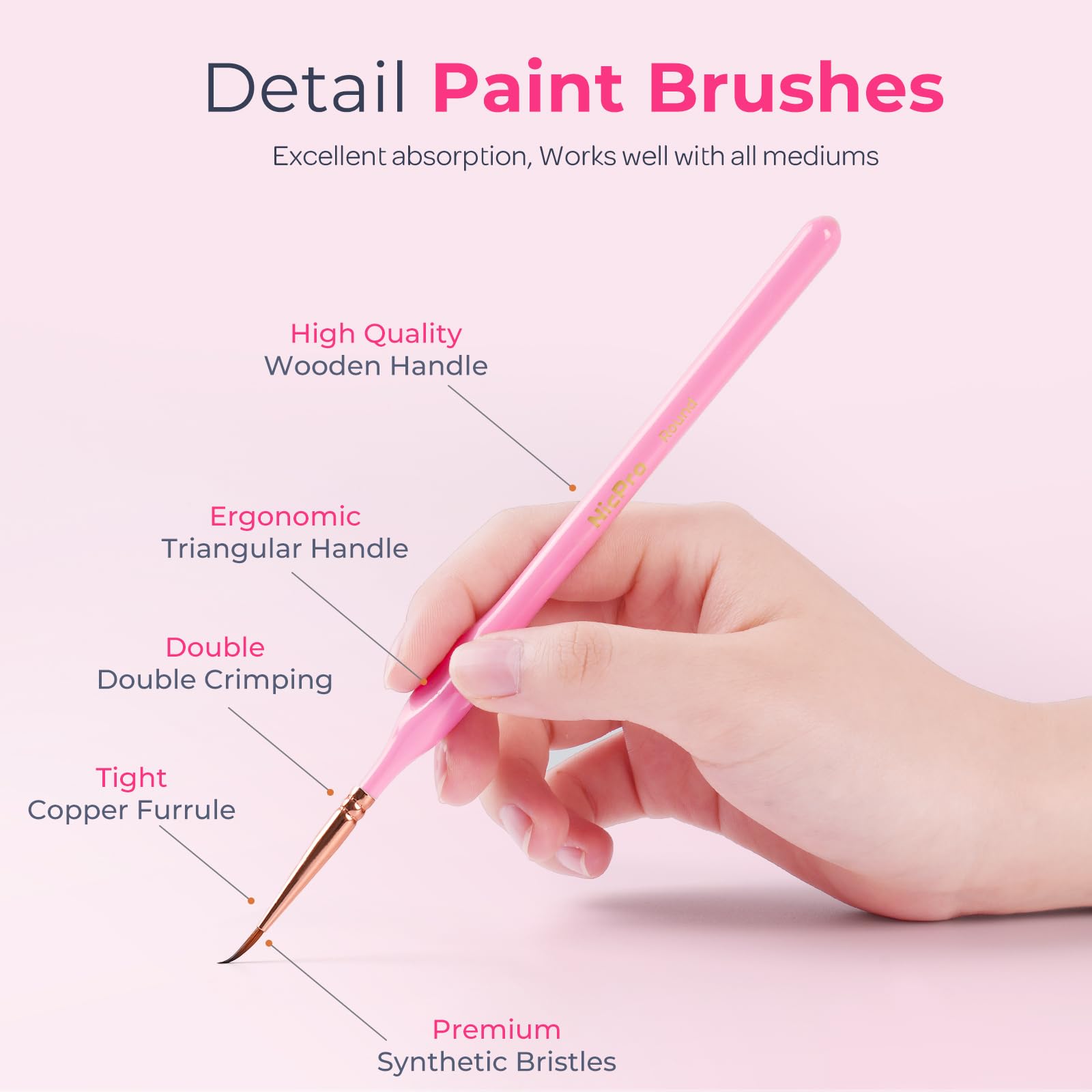Nicpro 21PCS Fine Detail Paint Brush, Miniature Paint Brushes Drybrush Set