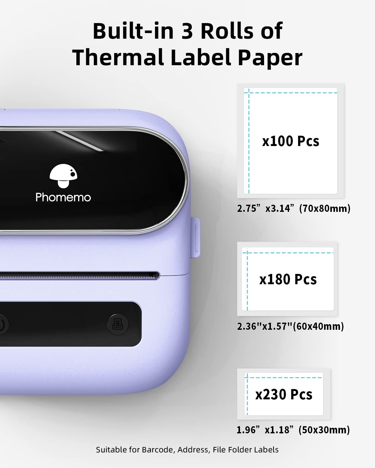 Phomemo Label Maker, Bluetooth Thermal Printer for Barcode, Address, Home, Mailing, Small