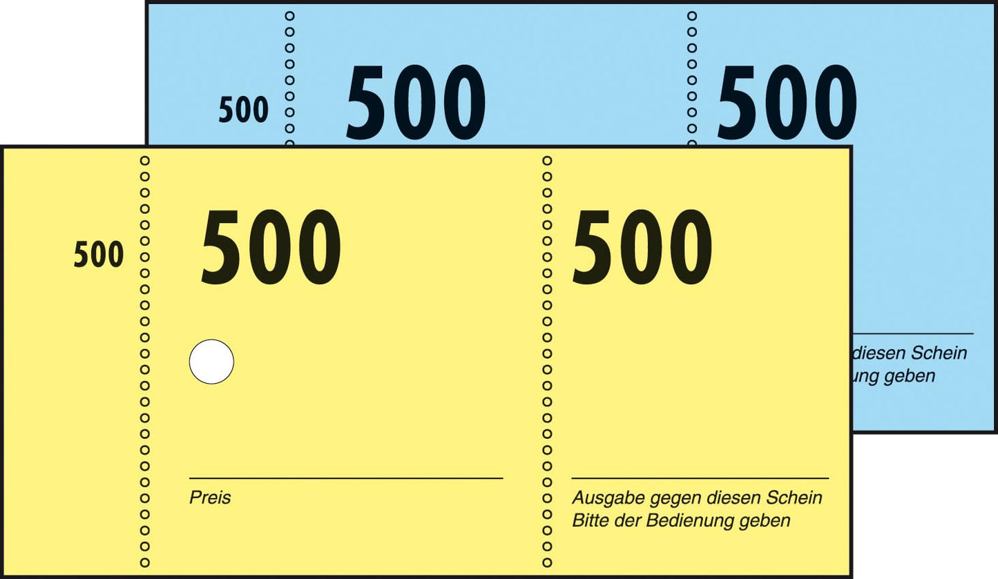 Sigel GN500 Wardrobe Number Blocks with Punched Holes 500 Bons Numbered 1-500 10.5 x 5 cm Single