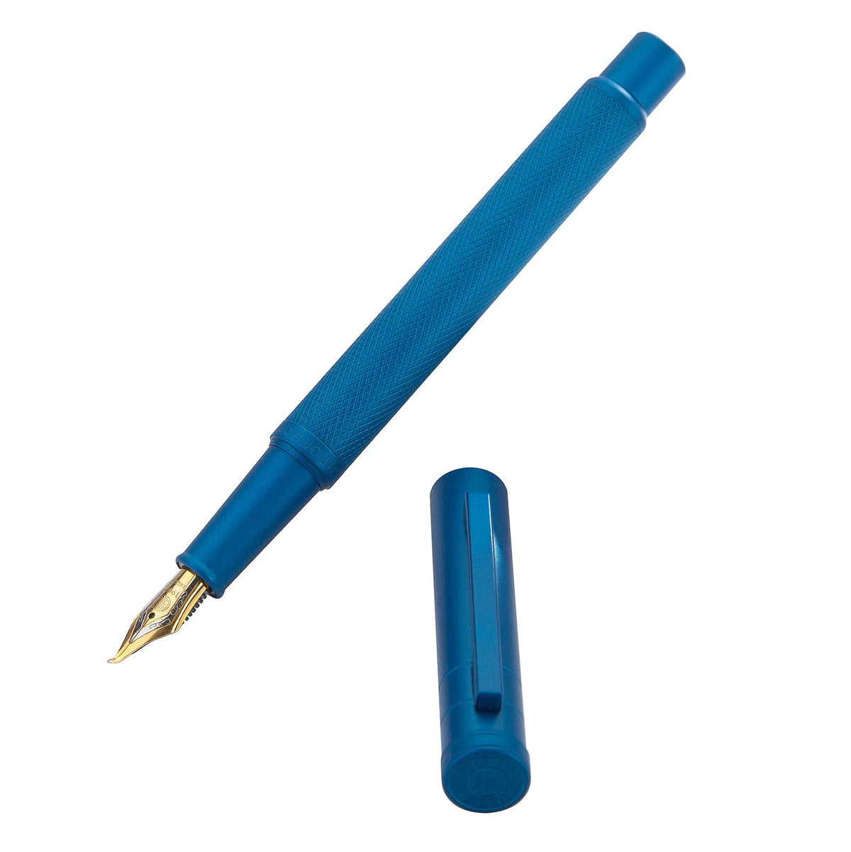 Asvine Blue Forest Fountain Pen Fude Pen Bent Nib, Classic Design with Converter and Metal Pen
