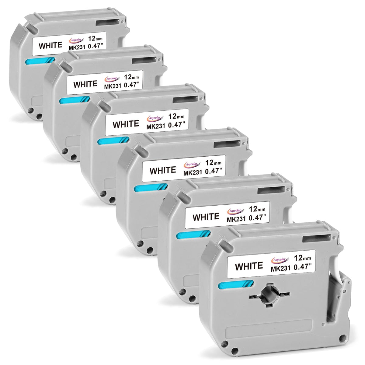 6Pk M-K231 Compatible with Brother PTouch M Tape 12mm 0.47 White